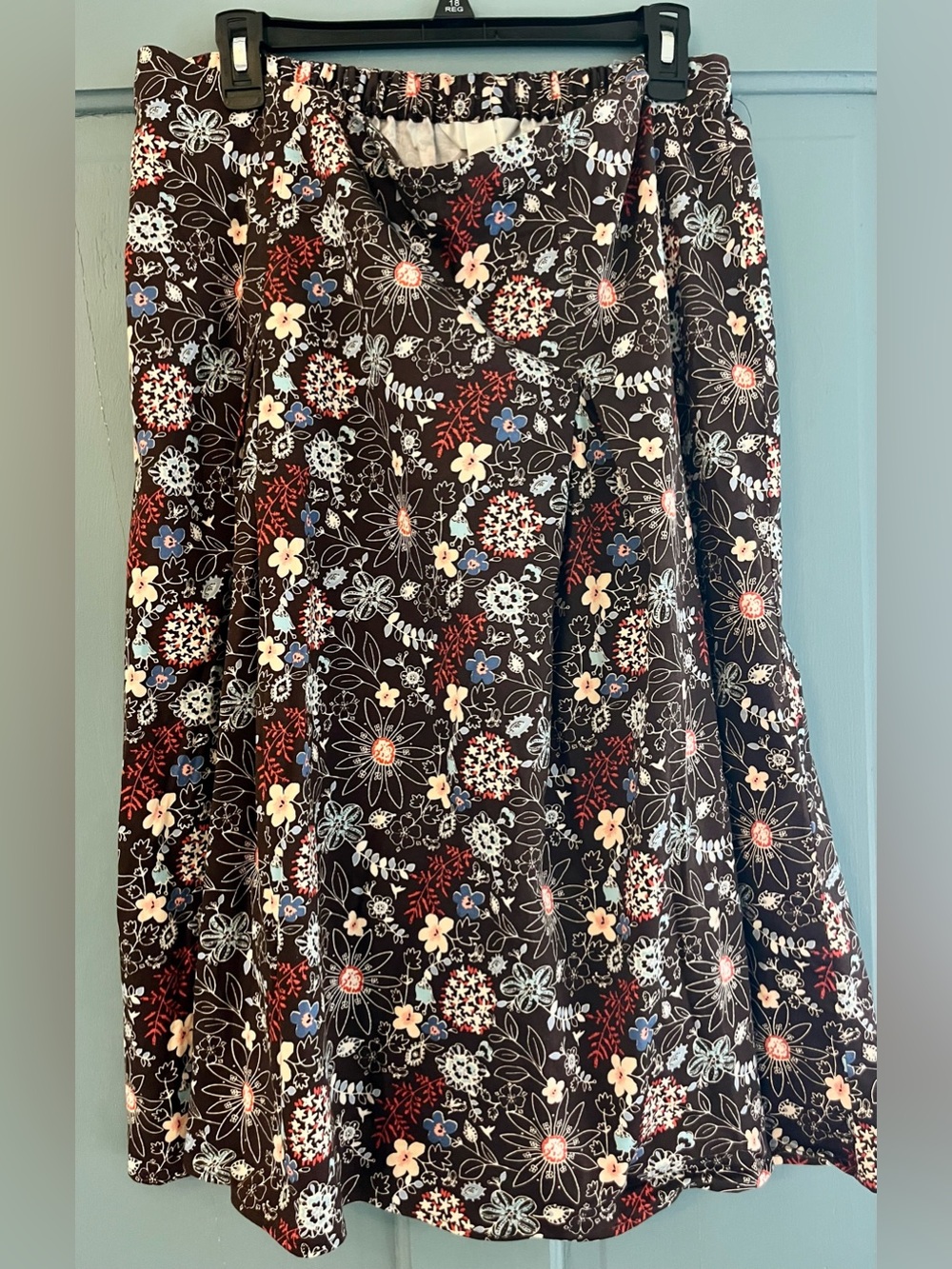 Christopher & Banks Black Floral Circle Skirt
